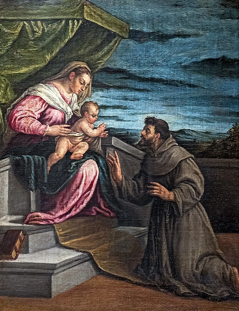 96-Leandro Dal Ponte, detto Bassano-Madonna col Bambino e un francescano - Ca' Rezzonico, Venezia  